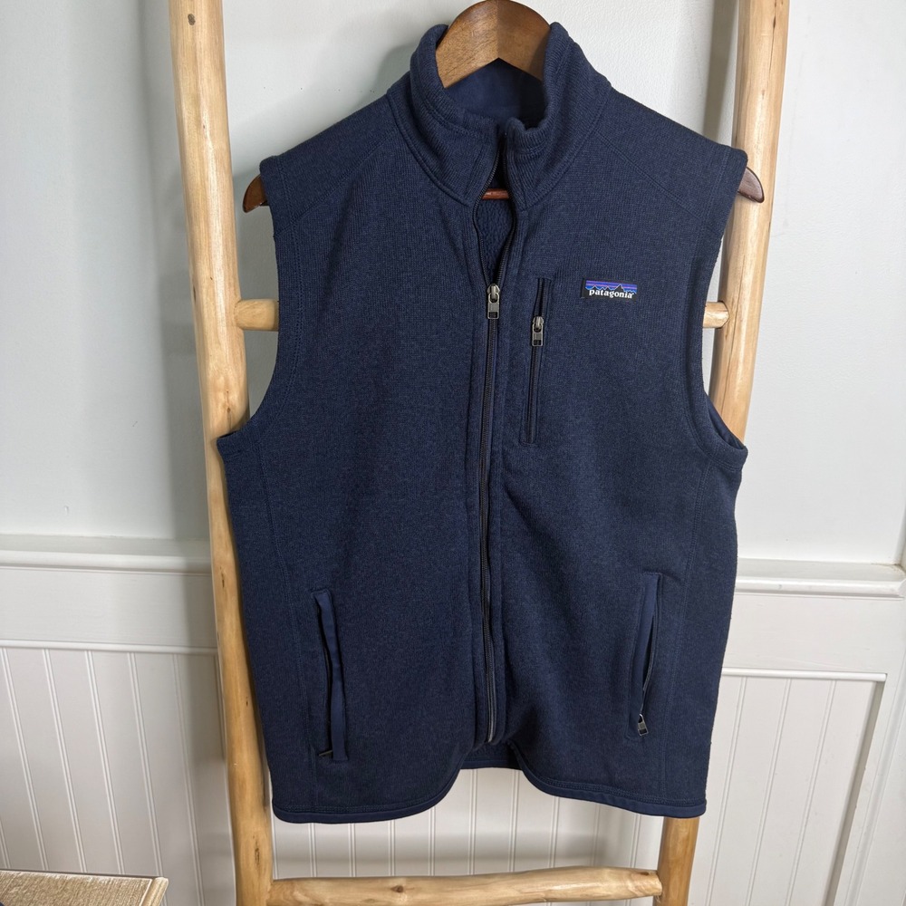 Patagonia Better Sweater Full Zip Fleece Vest Mens Medium Navy Blue Heathered
